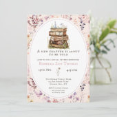 新しいチャプターブライダルシャワーの水色、ワイルドフラワー 招待状 (スタンド正面)