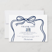 新しいチャプターブルーボウブライダルシャワー サンキューカード (正面)