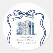 新しいチャプターブルーボウブライダルシャワー ラウンドシール (正面)