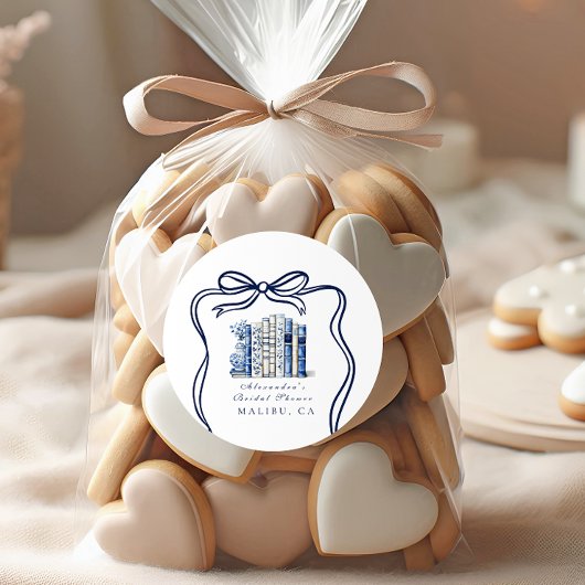 新しいチャプターブルーボウブライダルシャワー ラウンドシール