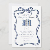 新しいチャプターブルーボウブライダルシャワー 招待状 (正面)