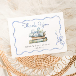 新しいチャプターブルーボウ赤ちゃんシャワー サンキューカード