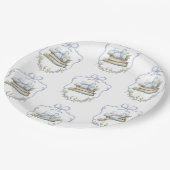 新しいチャプターブルーリボンボウヴィンテージ赤ちゃんシャワー ペーパープレート (アングル)