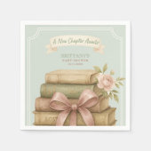 新しいチャプター待ちピンクボウ赤ちゃんシャワー スタンダードカクテルナプキン (正面)