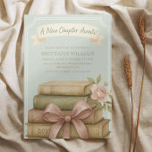 新しいチャプター待ちピンクボウ赤ちゃんシャワー 招待状