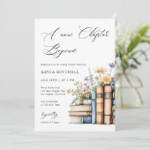 新しいチャプター水の色のフローラブックベビーシャワー 招待状 (スタンド正面)