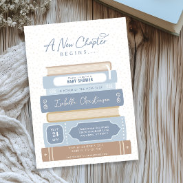 新しいチャプター積み上げ本ストーリーブックベビーシャワー 招待状