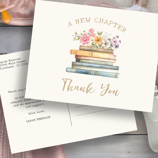 新しいチャプター赤ちゃんシャワーありがとう ポストカード