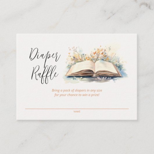 新しいチャプター赤ちゃんシャワーおむつラッフル エンクロージャーカード (正面)