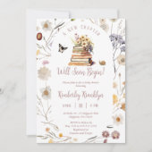 新しいチャプター赤ちゃんシャワーのストーリーブックワイルドフラワー 招待状 (正面)