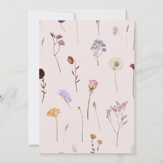 新しいチャプター赤ちゃんシャワーのストーリーブックワイルドフラワー 招待状 (裏面)