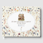 新しいチャプター赤ちゃんシャワー水色、ワイルドフラワー ゲストブック (正面)