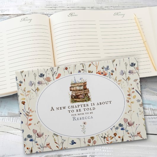 新しいチャプター赤ちゃんシャワー水色、ワイルドフラワー ゲストブック