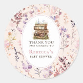 新しいチャプター赤ちゃんシャワー水色、ワイルドフラワー ラウンドシール (正面)