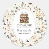 新しいチャプター赤ちゃんシャワー水色、ワイルドフラワー ラウンドシール (正面)