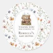 新しいチャプター赤ちゃんシャワー水色、ワイルドフラワー ラウンドシール (正面)