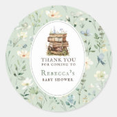 新しいチャプター赤ちゃんシャワー水色、ワイルドフラワー ラウンドシール (正面)