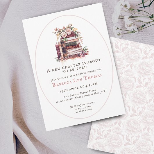 新しいチャプター赤ちゃんシャワー水色、赤面ピンク 招待状