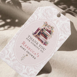 新しいチャプター赤ちゃんシャワー水色、赤面牡丹 ギフトタグ