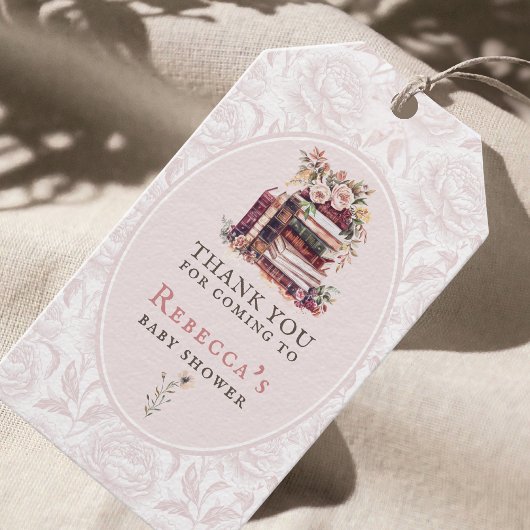 新しいチャプター赤ちゃんシャワー水色、赤面牡丹 ギフトタグ