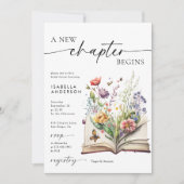 新しいチャプター開始フローラブックブライダルシャワー 招待状 (正面)