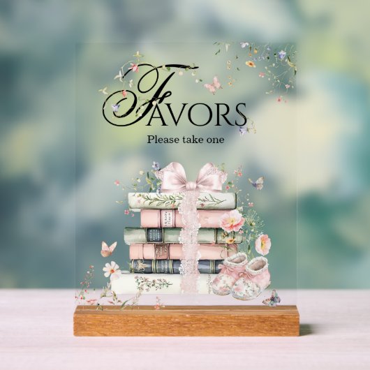 新しいチャプター開始フローラブックベビーガールシャワー アクリルサイン (ニュートラル)