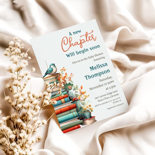 新しいチャプター開始フローラブック赤ちゃんシャワー 招待状