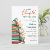 新しいチャプター開始フローラブック赤ちゃんシャワー 招待状 (スタンド正面)