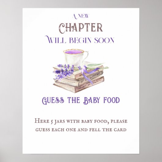 新しいチャプター開始ブックの推測ベイビーシャワーゲーム ポスター (正面)