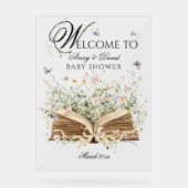 新しいチャプター開始ブックワイルドフラワーベイビーシャワー アクリルサイン (正面)