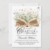 新しいチャプター開始ブックワイルドフラワーベイビーシャワー 招待状 (正面)