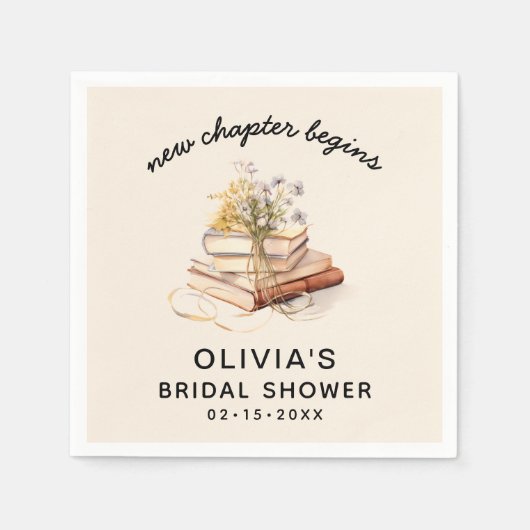 新しいチャプター開始ブライダルシャワー スタンダードカクテルナプキン (正面)