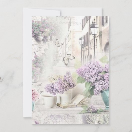 新しいチャプター開始ラベンダーティーブランチ赤ちゃんシャワー 招待状 (裏面)