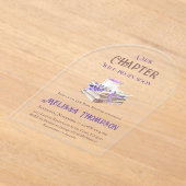 新しいチャプター開始ラベンダーブランチ本ベビーシャワー アクリル招待状 (レイダウン)