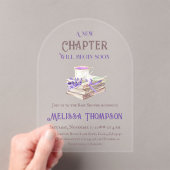 新しいチャプター開始ラベンダーブランチ本ベビーシャワー アクリル招待状 (インサイチュ (ポータブル))