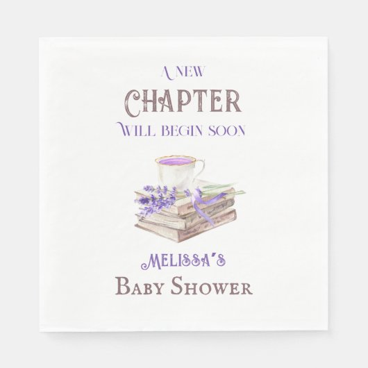 新しいチャプター開始ラベンダーブランチ本ベビーシャワー スタンダードランチョンナプキン (正面)