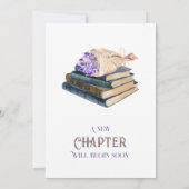 新しいチャプター開始ラベンダーブランチ本ベビーシャワー 招待状 (裏面)