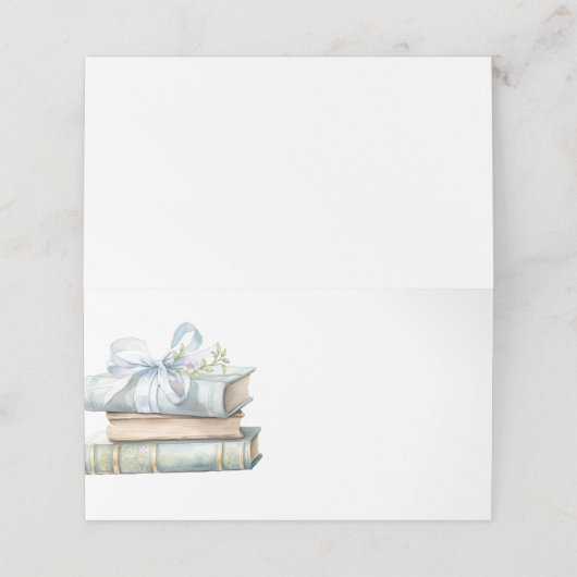 新しいチャプター青い弓の本ベビーシャワー プレイスカード (外部開封)