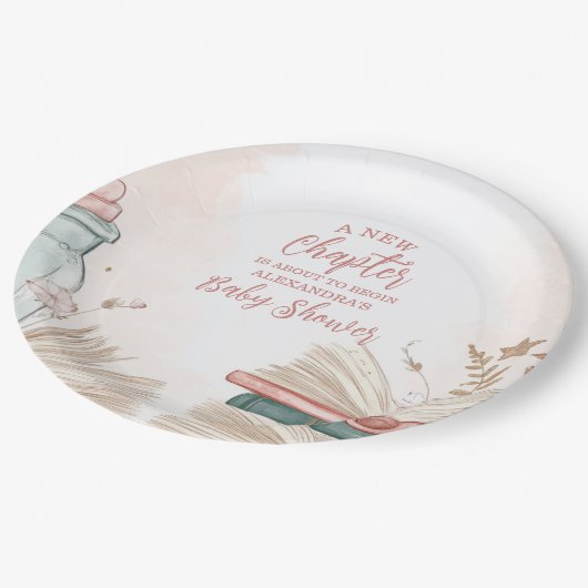 新しいチャプター・ストーリーブックベビーシャワー ペーパープレート (アングル)