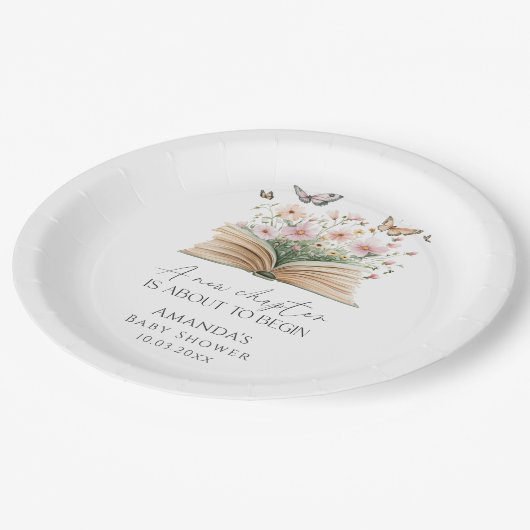 新しいチャプター・ストーリーブックベビーシャワー ペーパープレート (アングル)