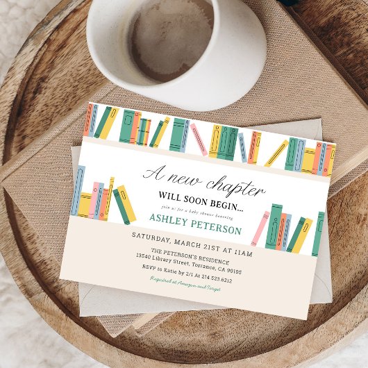 新しいチャプター・ストーリーブックベビーシャワー 招待状