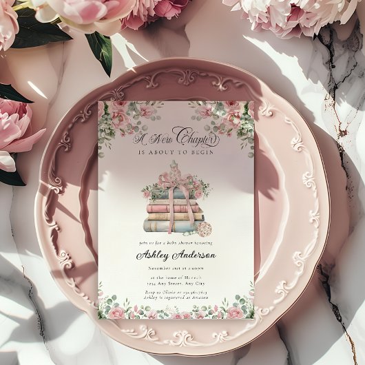 新しいチャプター・ストーリーブックベビーシャワー 招待状