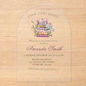 新しいチャプター・ストーリー・ブック・ブライダルシャワー アクリル招待状 (正面)