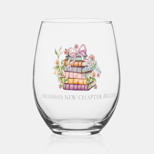新しいチャプター・ストーリー・ブック・ブライダルシャワー ステムなしワイングラス (正面)
