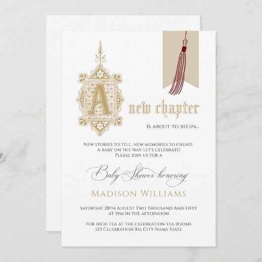 新しいチャプター・ベイビーシャワー招待状 招待状 (正面/裏面)