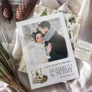 新しいチャプター&結婚した居心地の良いメリーニュートラルフォト シーズンカード