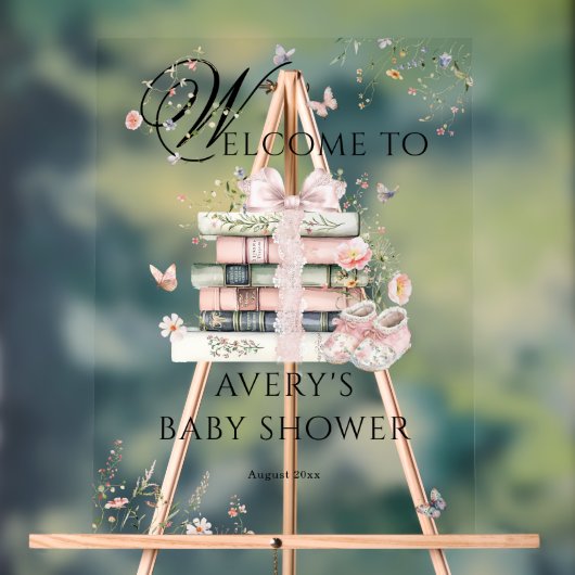 新しいチャプターBegin Book Wildflower赤ちゃんガールシャワー アクリルサイン (ニュートラル)