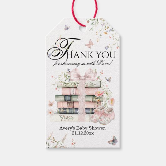 新しいチャプターBegin Book Wildflower赤ちゃんガールシャワー ギフトタグ (正面)