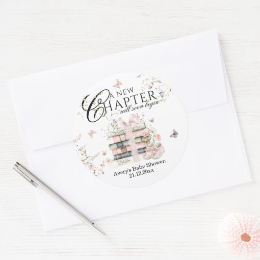 新しいチャプターBegin Book Wildflower赤ちゃんガールシャワー ラウンドシール (封筒)