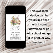 新しいチャプタ |ホワイトブックベビーシャワー招待状 招待状